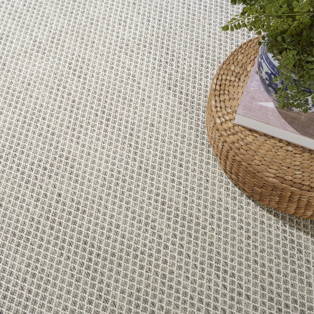 12' X 15' Ivory And Silver Geometric Indoor Outdoor Area Rug Homeroots Outdoor