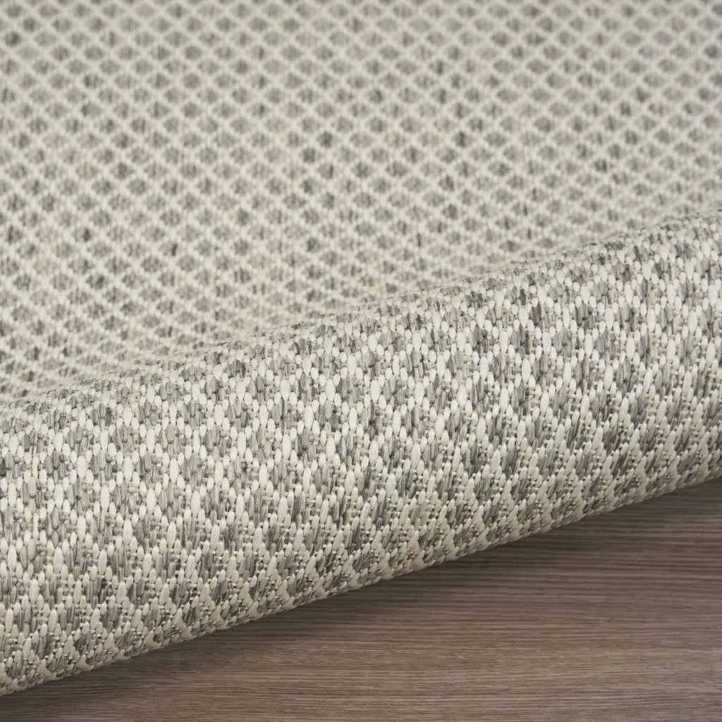 12' X 15' Ivory And Silver Geometric Indoor Outdoor Area Rug Homeroots Outdoor