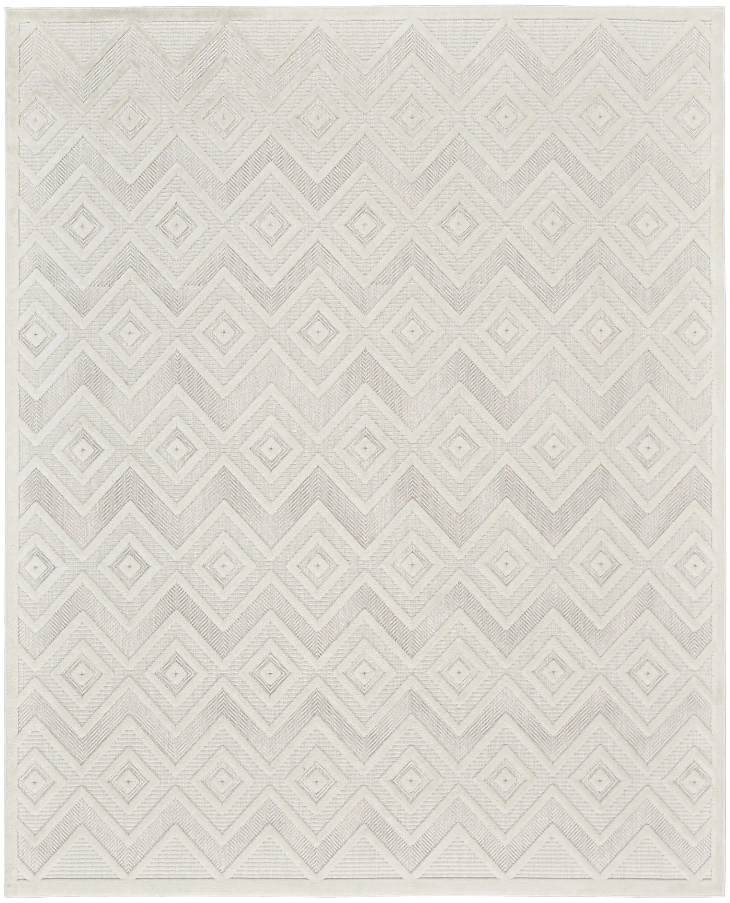 12' X 15' Ivory And White Geometric Indoor Outdoor Area Rug Homeroots Outdoor