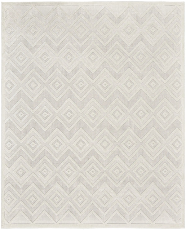 12' X 15' Ivory And White Geometric Indoor Outdoor Area Rug Homeroots Outdoor