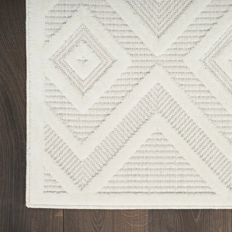 12' X 15' Ivory And White Geometric Indoor Outdoor Area Rug Homeroots Outdoor
