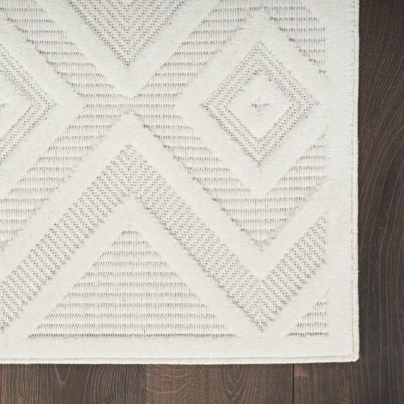 12' X 15' Ivory And White Geometric Indoor Outdoor Area Rug Homeroots Outdoor
