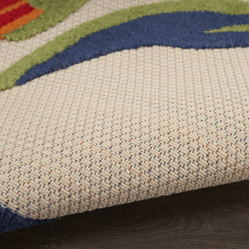 12' X 15' Ivory Blue And Orange Floral Indoor Outdoor Area Rug Homeroots Outdoor