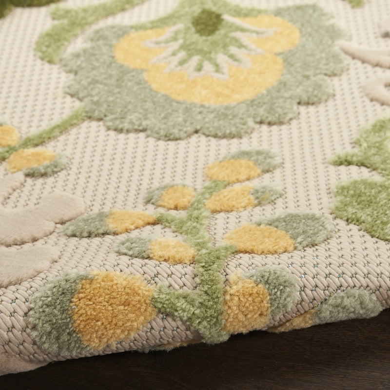 12' X 15' Ivory Green And Yellow Floral Indoor Outdoor Area Rug Homeroots Outdoor