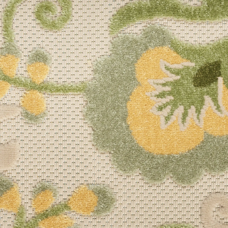 12' X 15' Ivory Green And Yellow Floral Indoor Outdoor Area Rug Homeroots Outdoor