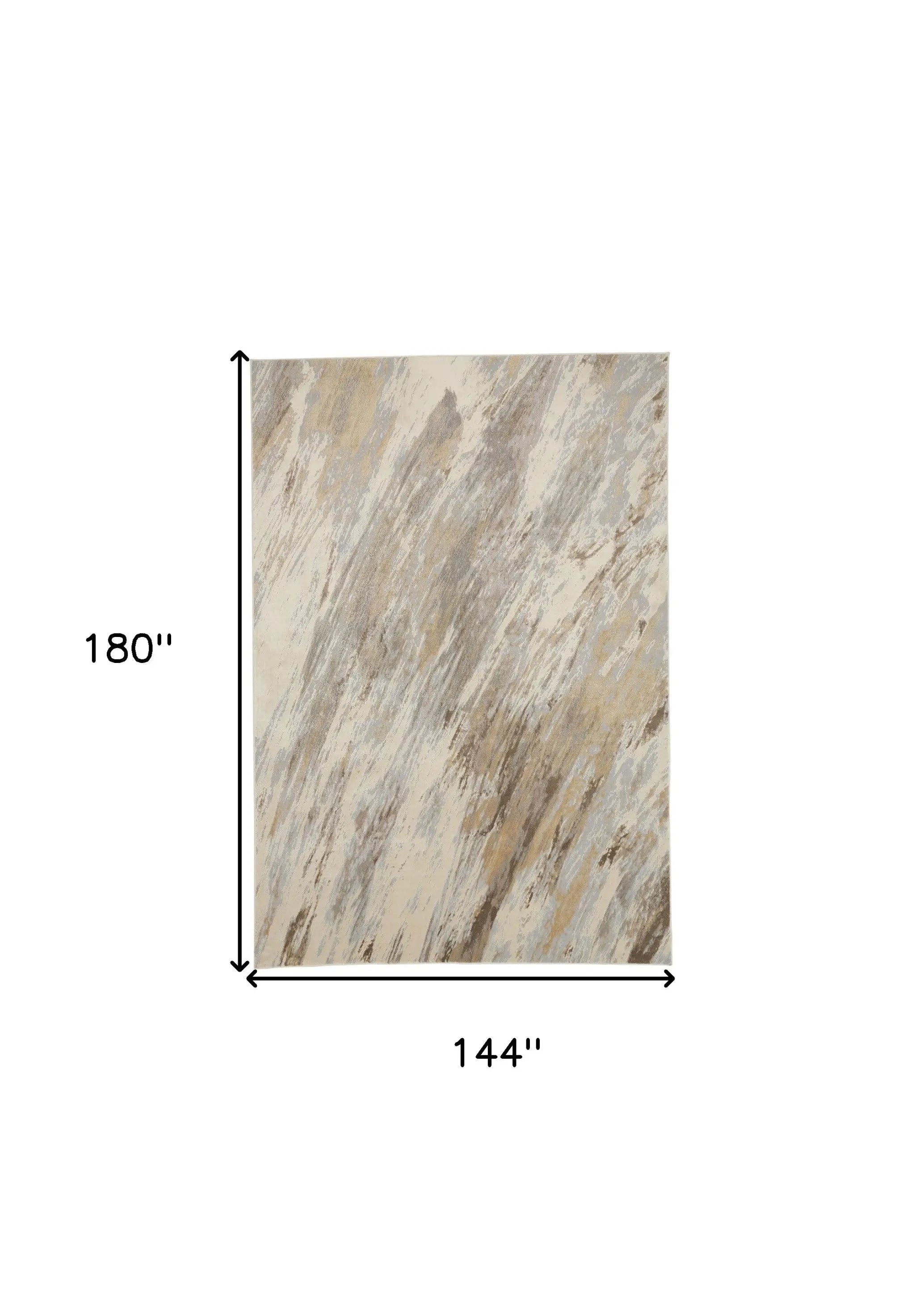 12' X 15' Ivory Tan And Brown Abstract Area Rug Homeroots Home Decor
