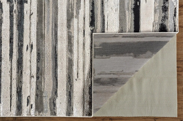 12' X 15' Silver Gray And Black Abstract Stain Resistant Area Rug Homeroots Home Decor