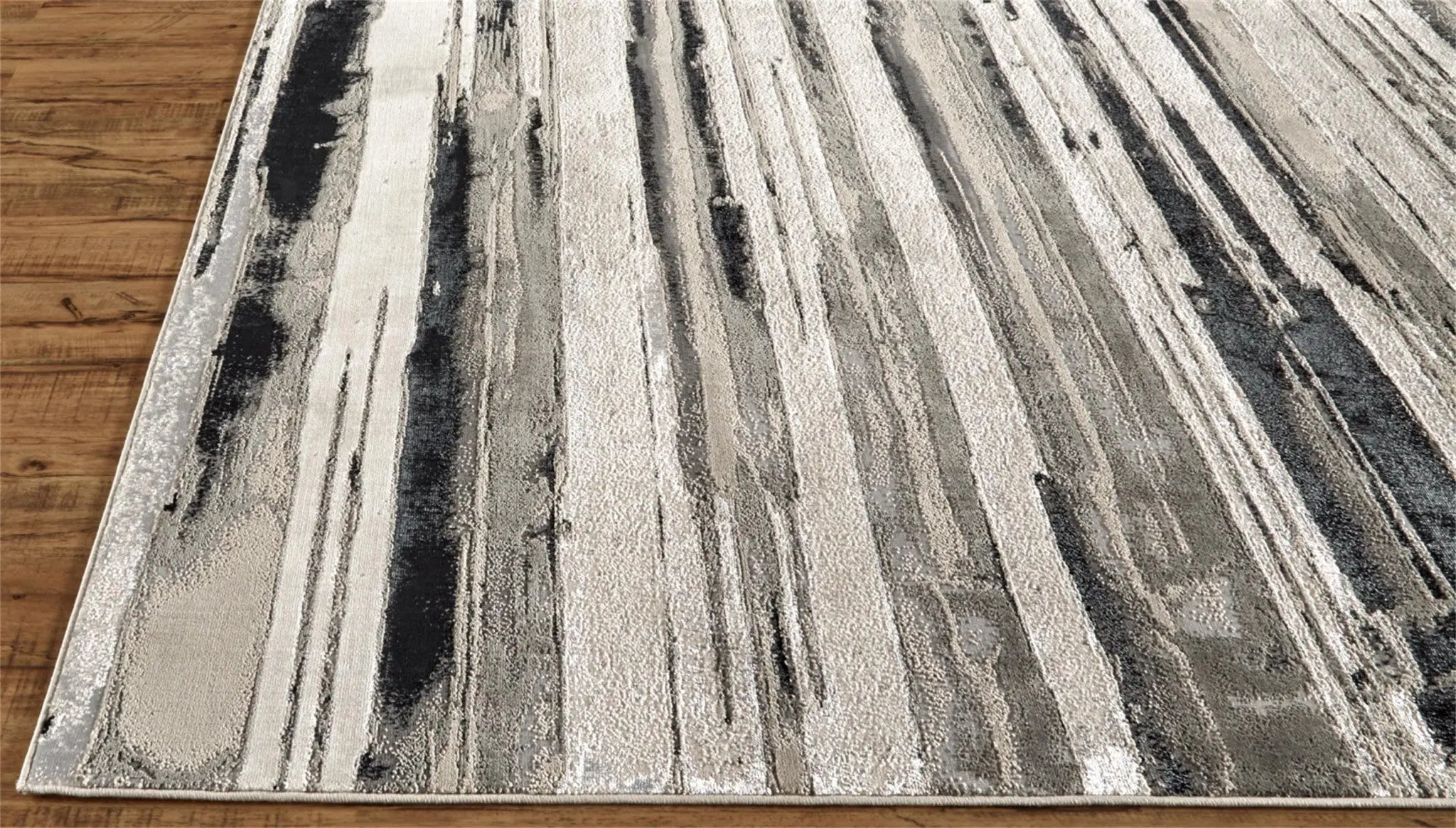 12' X 15' Silver Gray And Black Abstract Stain Resistant Area Rug Homeroots Home Decor