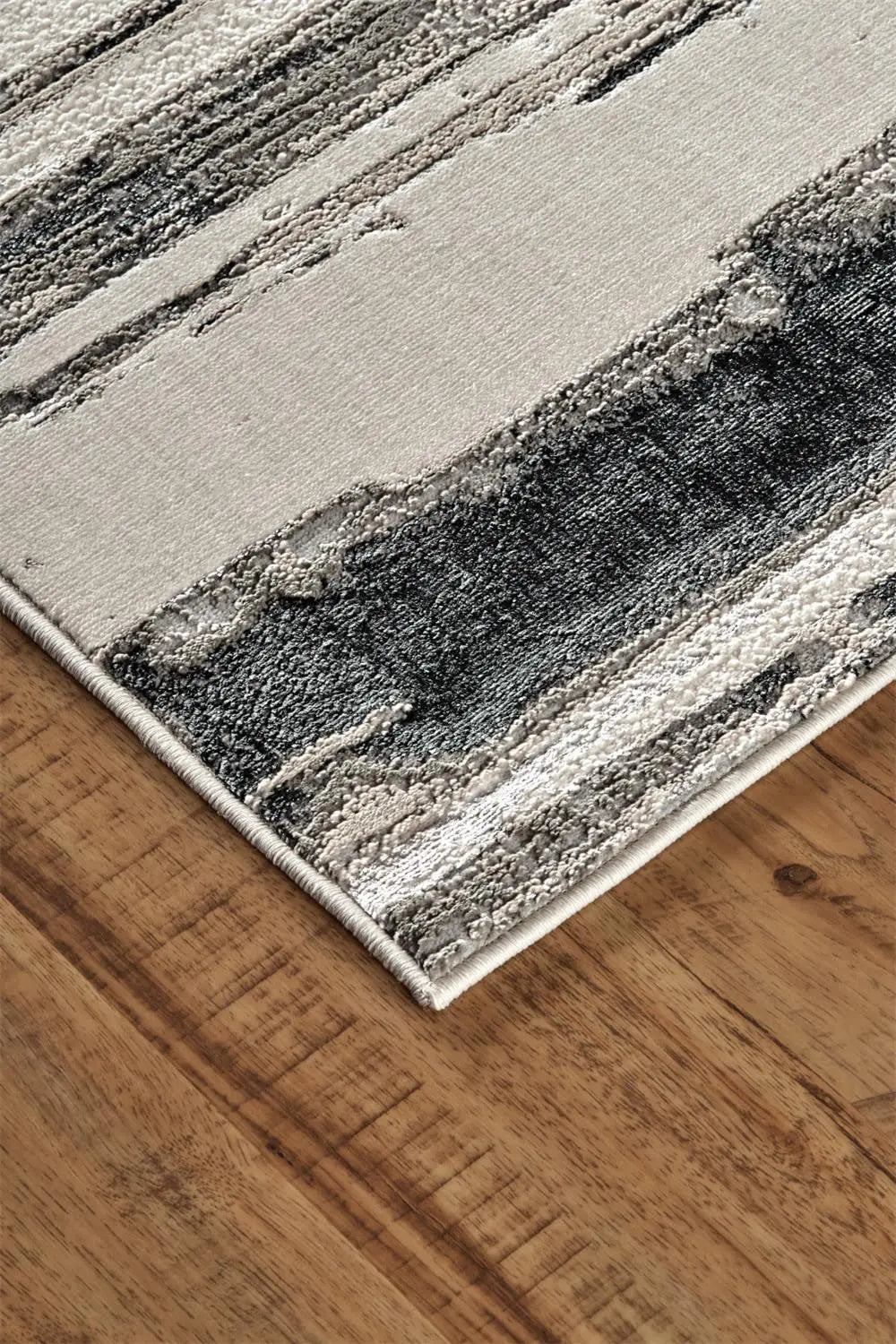 12' X 15' Silver Gray And Black Abstract Stain Resistant Area Rug Homeroots Home Decor