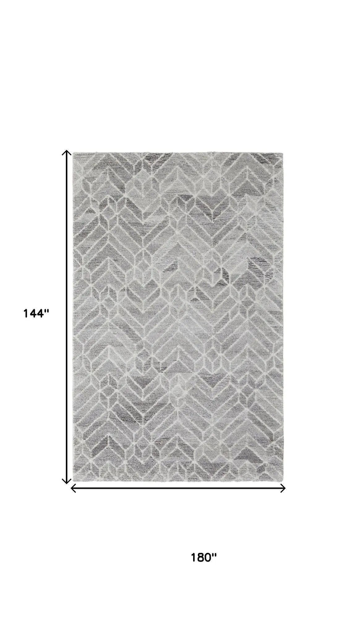12' X 15' Taupe Gray And Ivory Geometric Hand Tufted Area Rug Homeroots Home Decor