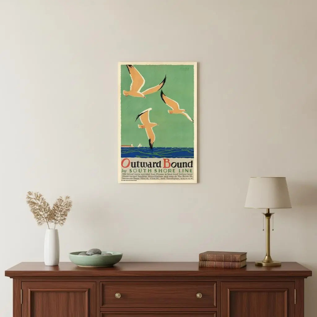 12" X 18" Birds Over Lake Michigan C1929 Vintage Travel Poster Wall Art Homeroots Home Decor
