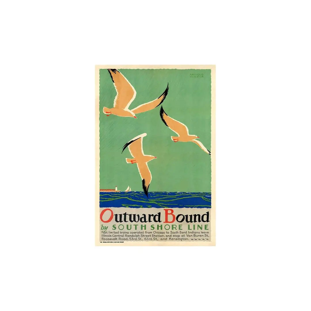 12" X 18" Birds Over Lake Michigan C1929 Vintage Travel Poster Wall Art Homeroots Home Decor