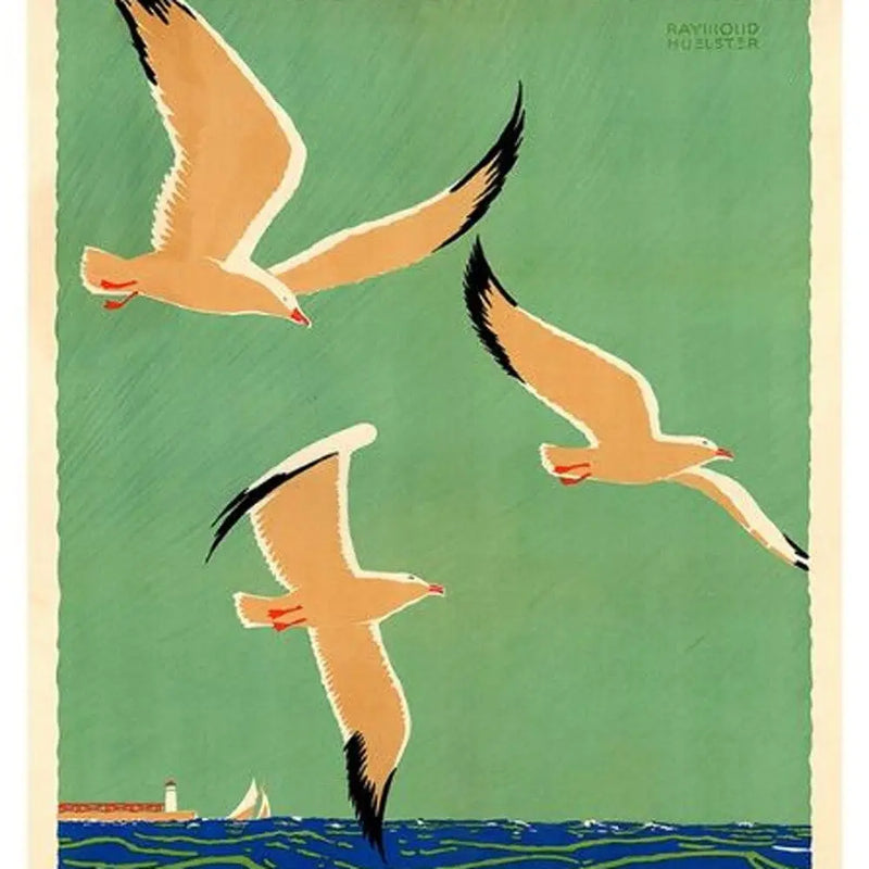 12" X 18" Birds Over Lake Michigan C1929 Vintage Travel Poster Wall Art Homeroots Home Decor