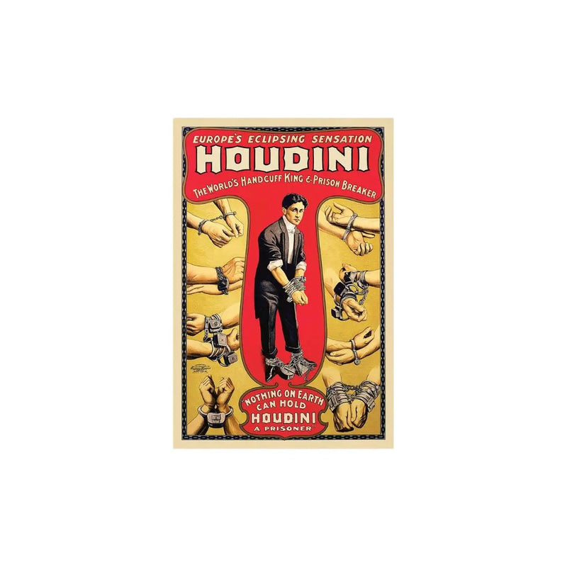 12" X 18" Houdini Handcuff King Vintage Magic Poster Wall Art Homeroots Home Decor