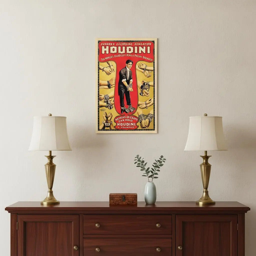 12" X 18" Houdini Handcuff King Vintage Magic Poster Wall Art Homeroots Home Decor