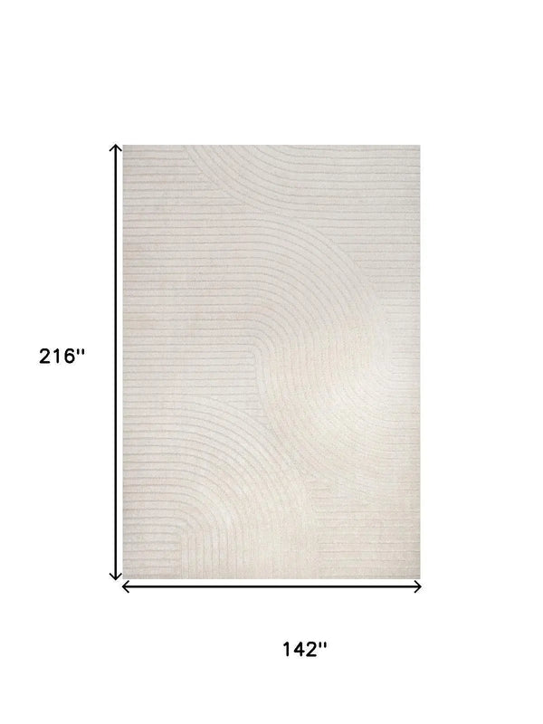 12' X 18' Ivory And Cream Striped Indoor Outdoor Area Rug Homeroots Outdoor