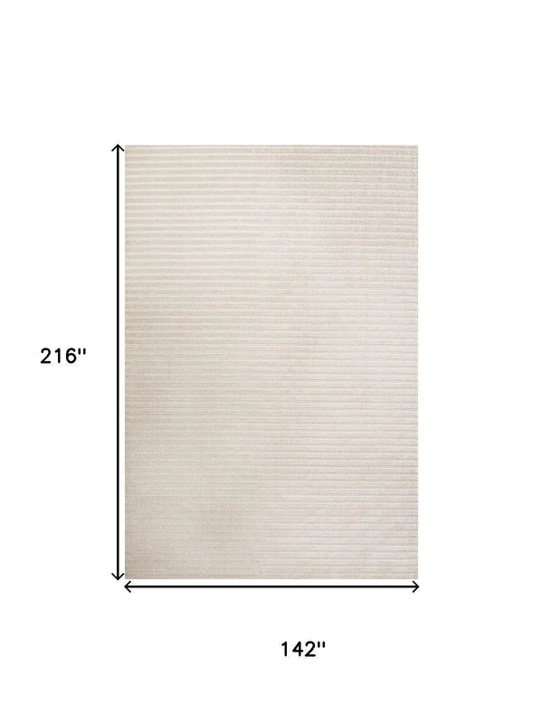 12' X 18' Ivory And Cream Striped Indoor Outdoor Area Rug Homeroots Outdoor