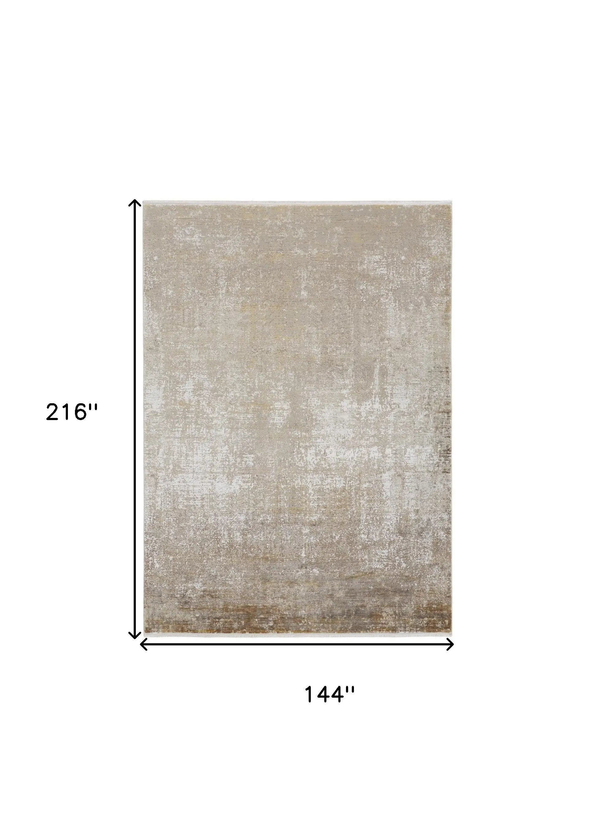 12' X 18' Taupe Ivory And Gold Abstract Power Loom Distressed Area Rug Homeroots Home Decor
