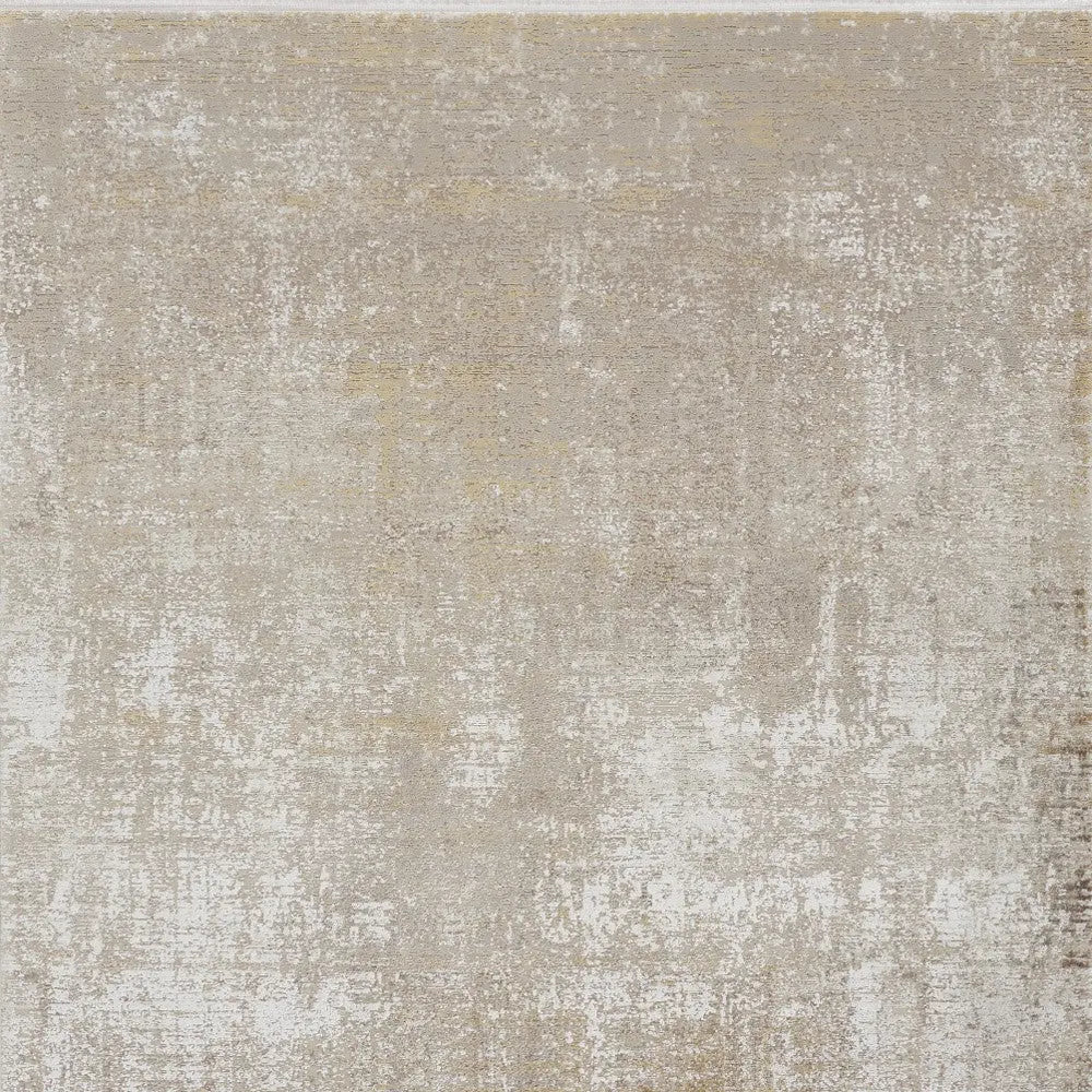 12' X 18' Taupe Ivory And Gold Abstract Power Loom Distressed Area Rug Homeroots Home Decor