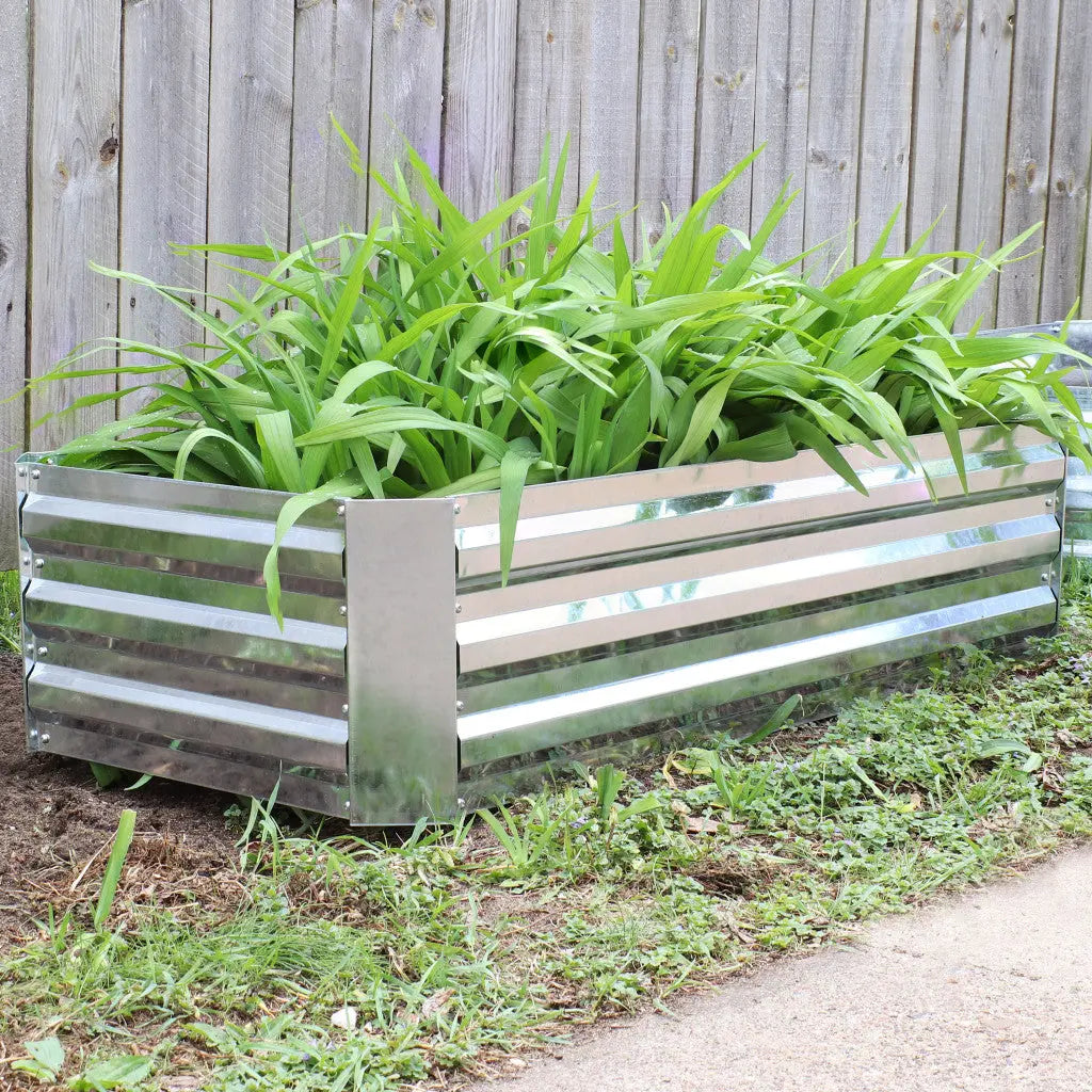 12" X 48" Silver Metal Rectangular Raised Garden Bed Homeroots Outdoor