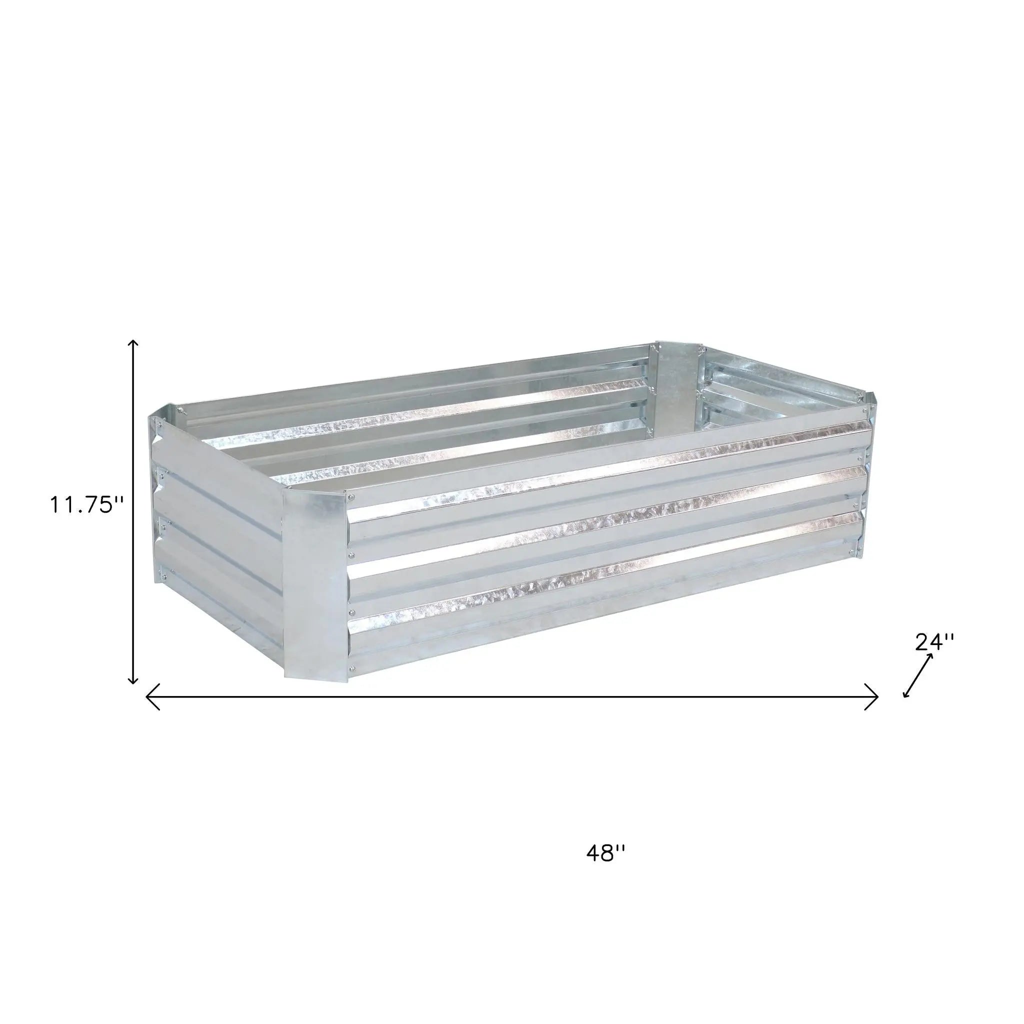 12" X 48" Silver Metal Rectangular Raised Garden Bed Homeroots Outdoor