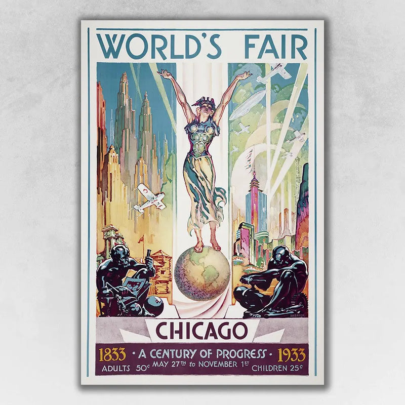 12" x 18" Vintage 1933 Chicago Worlds Fair Wall Art Homeroots Home Decor