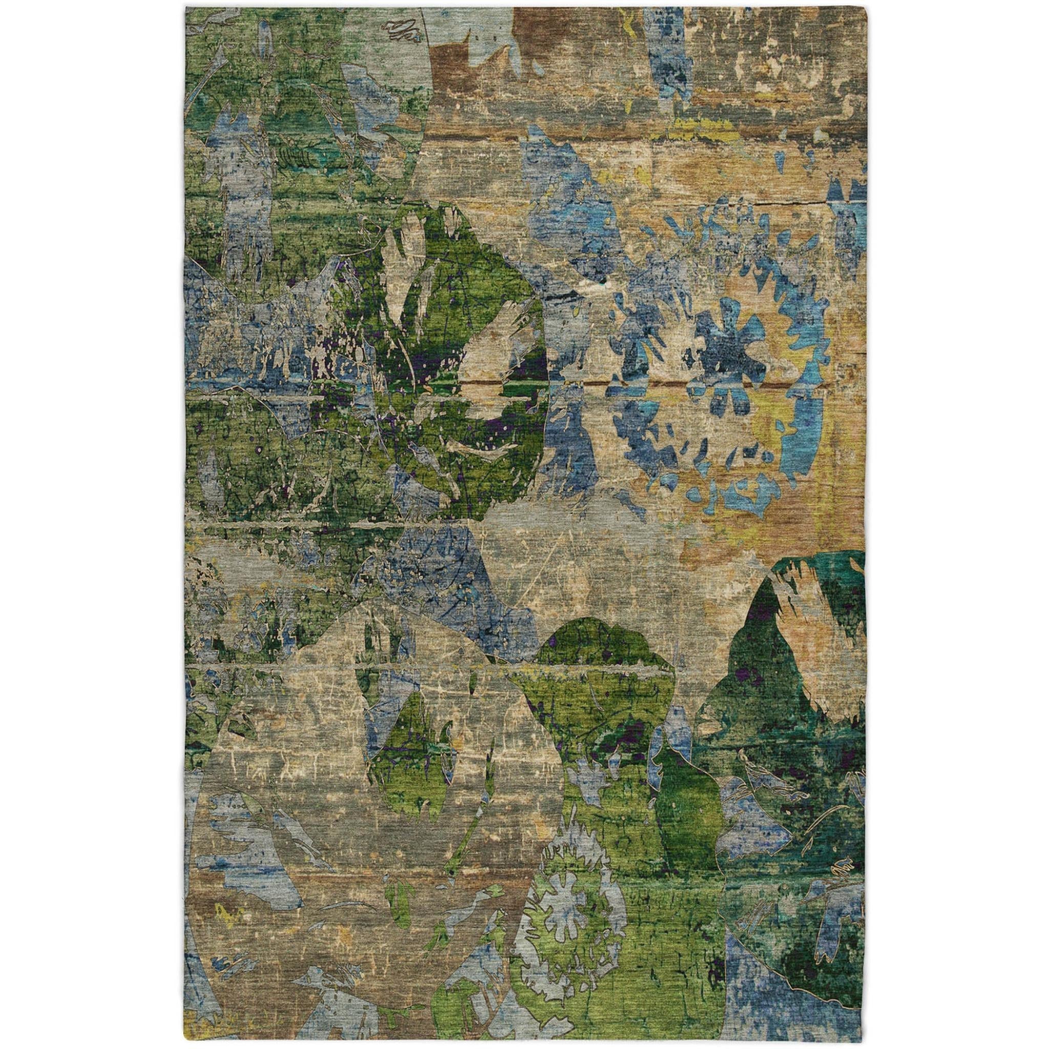 10' X 14' Taupe And Olive Green Abstract Shag Washable Area Rug With UV Protection - Home & Garden