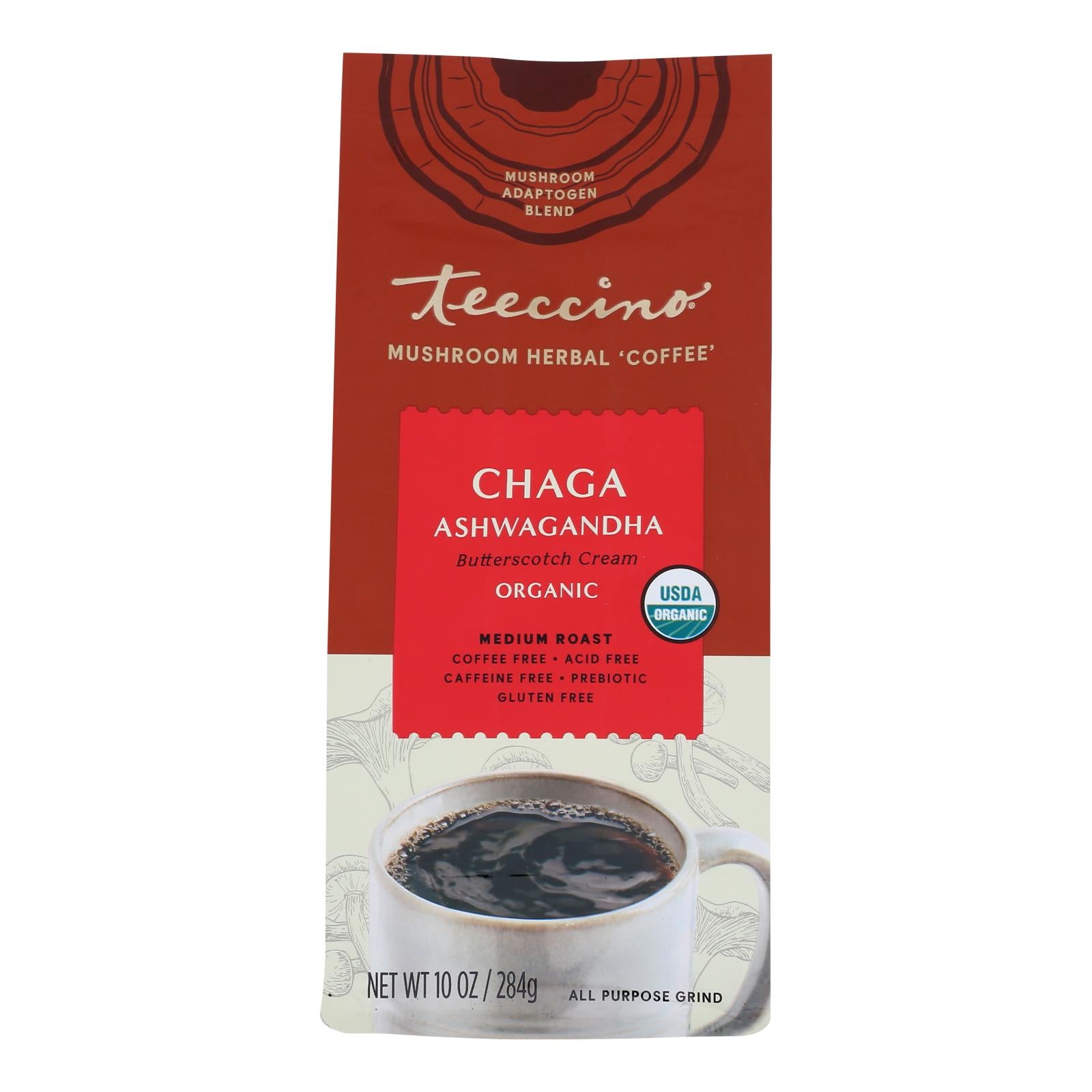 Teeccino - Mush Cof Chaga Ashwa - Case Of 6-10 Oz - GreatEagleInc