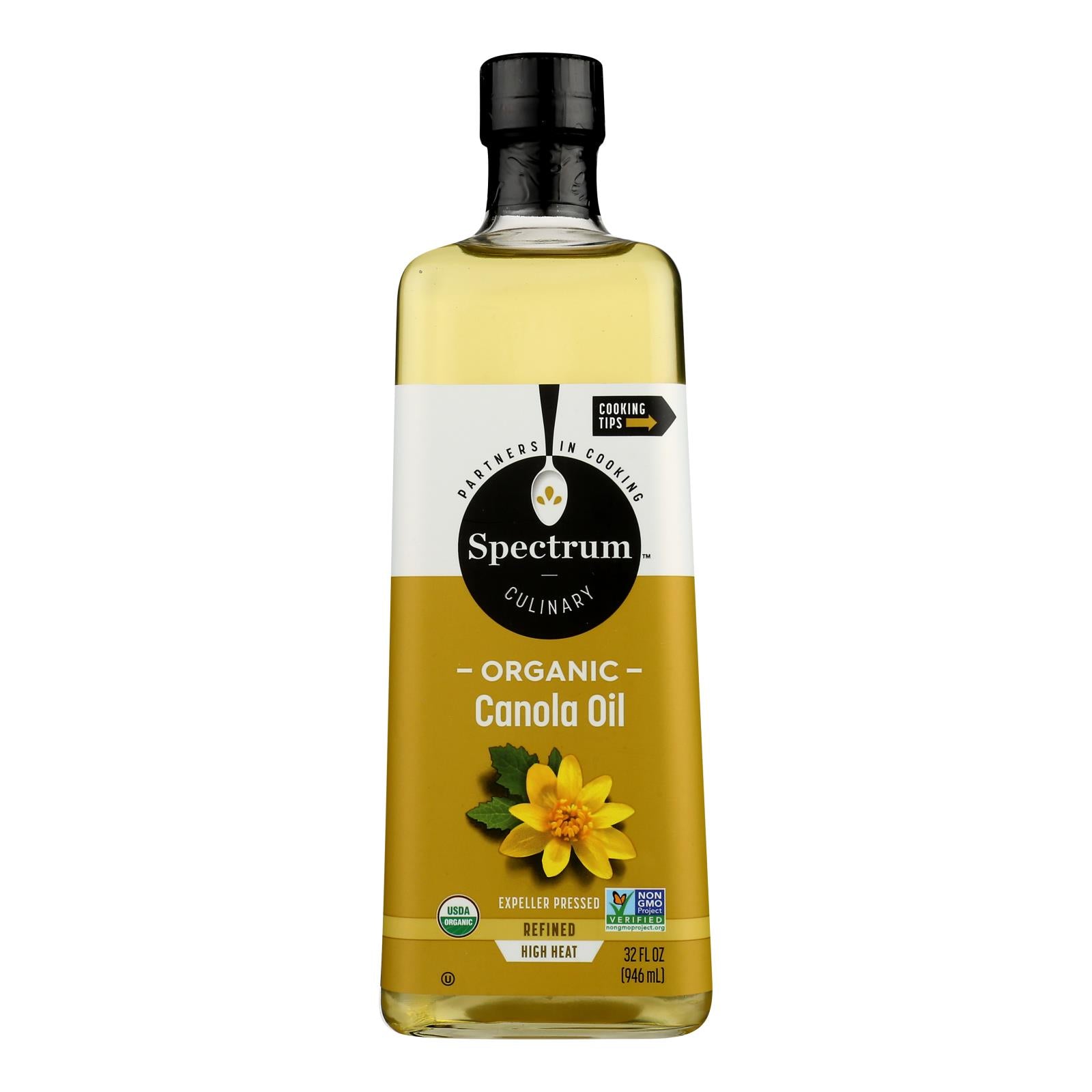 Spectrum Naturals Organic Refined Canola Oil - Case Of 12 - 32 Fl Oz. - GreatEagleInc