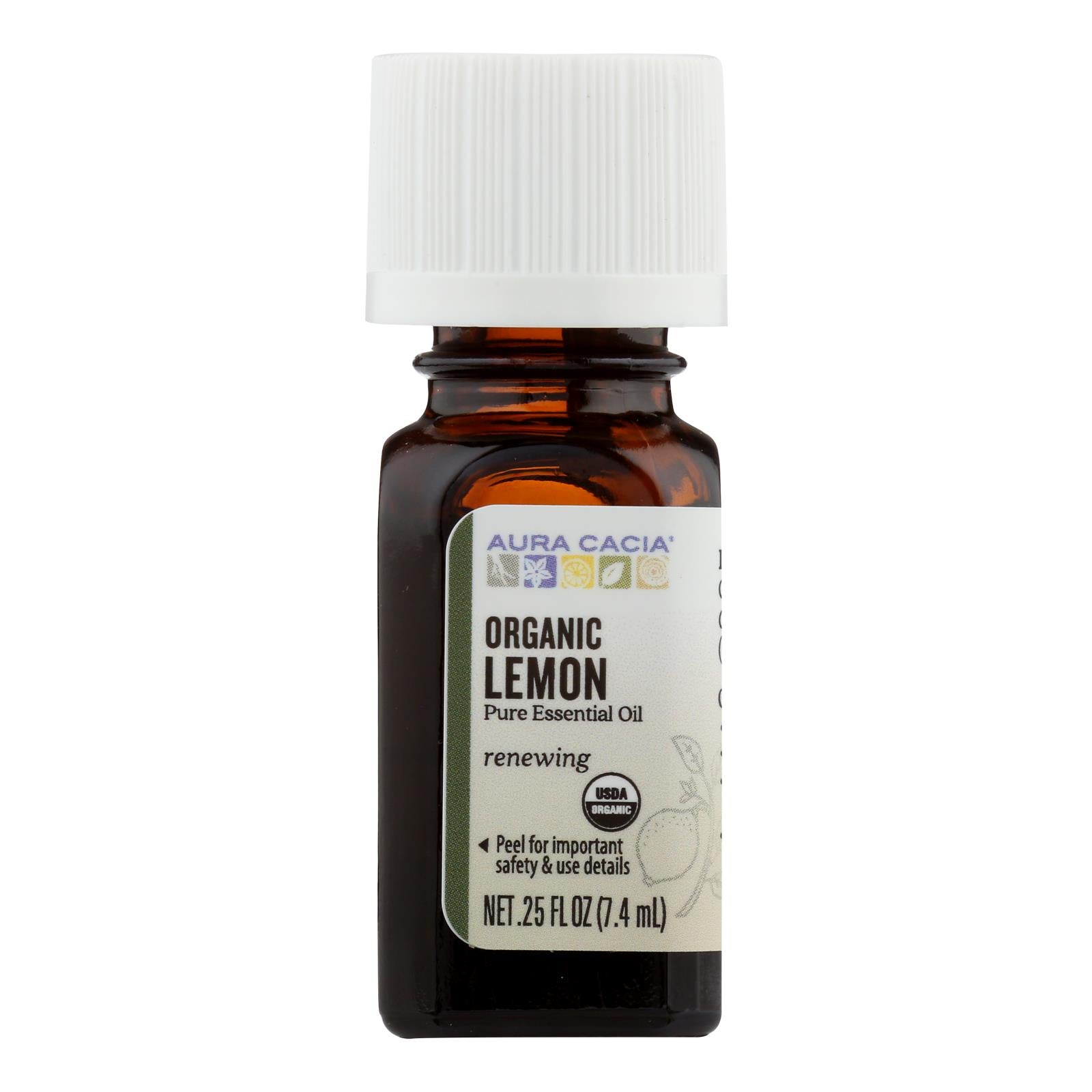 Aura Cacia - Organic Essential Oil - Lemon - .25 Oz - GreatEagleInc