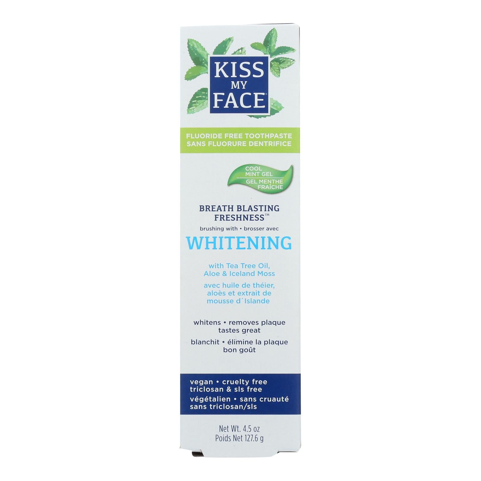Kiss My Face Toothpaste - Whitening - Fluoride Free - Gel - 4.5 Oz - GreatEagleInc