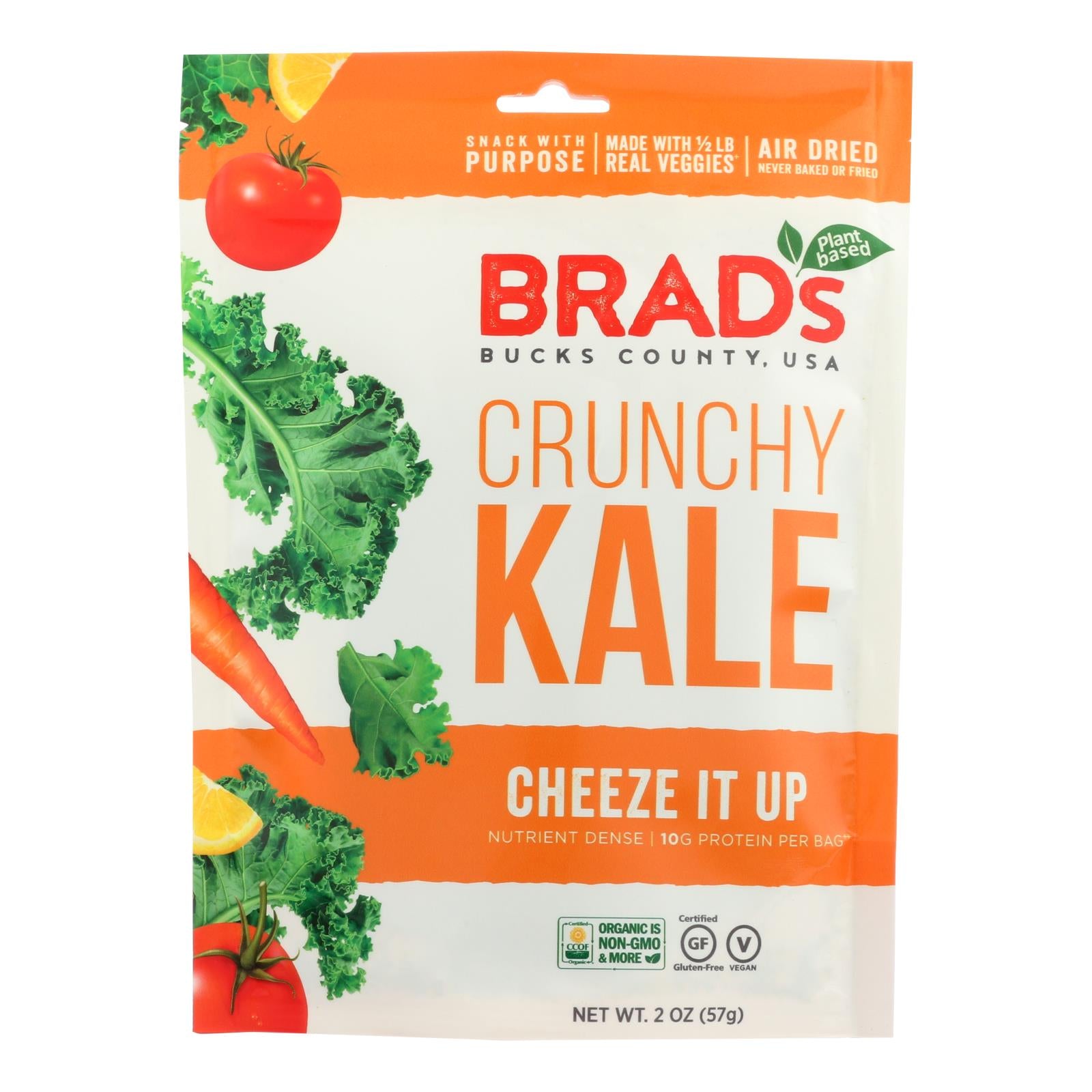 Brad's Plant Based - Crunchy Kale - Cheeze It Up - Case Of 12 - 2 Oz. - GreatEagleInc