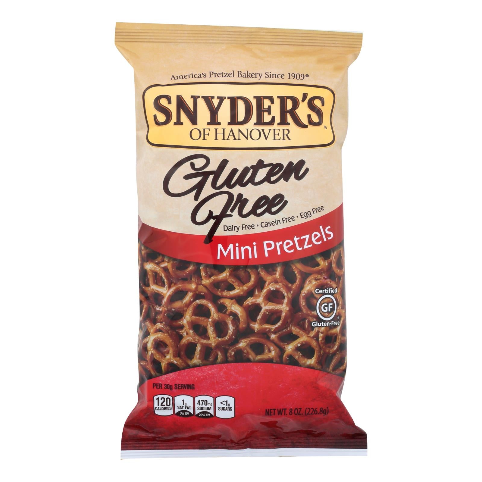 Snyder's Of Hanover Mini Pretzels - Gluten Free - Case Of 12 - 8 Oz. - GreatEagleInc