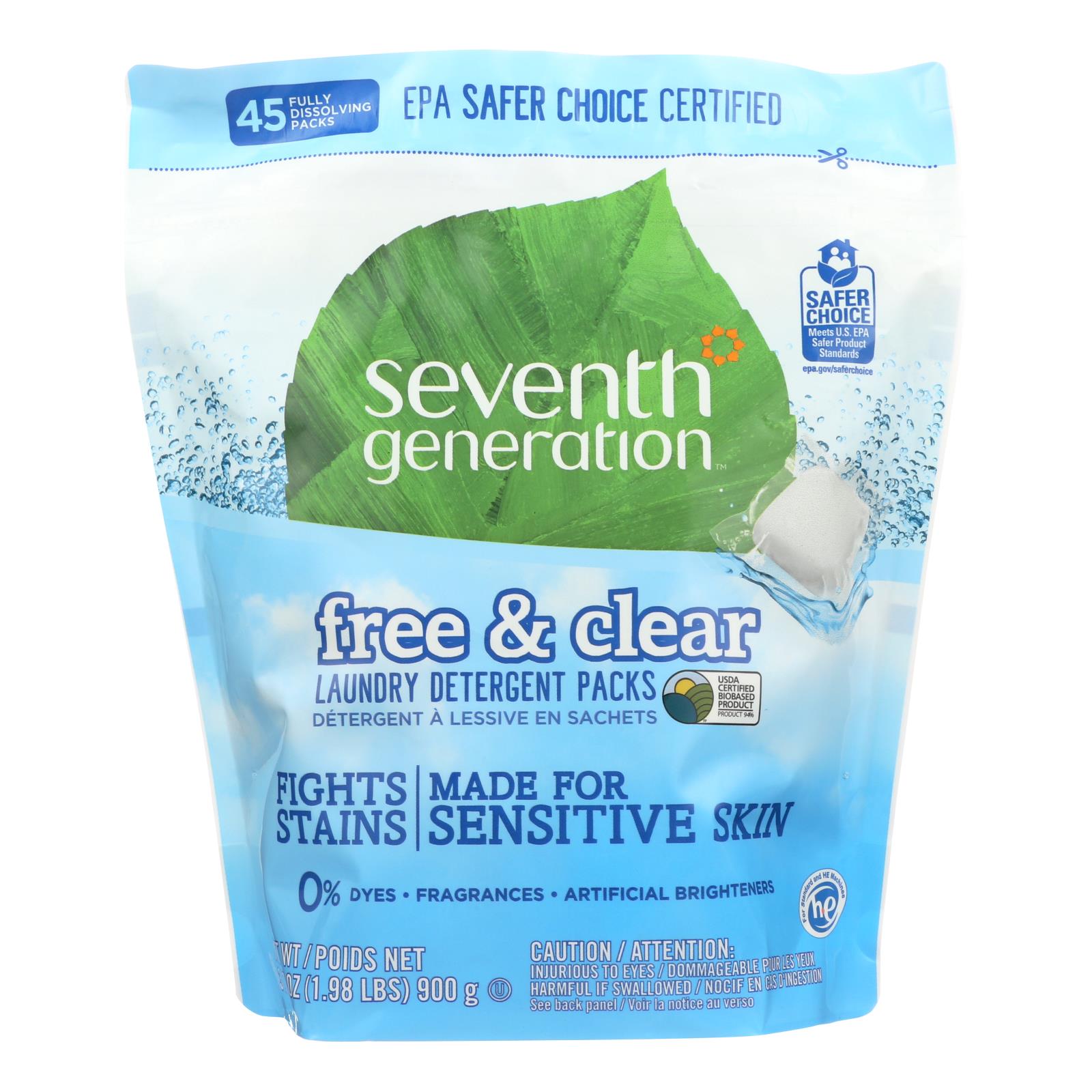 Seventh Generation Laundry Detergent - Packs - Case Of 8 - 45 Count - GreatEagleInc