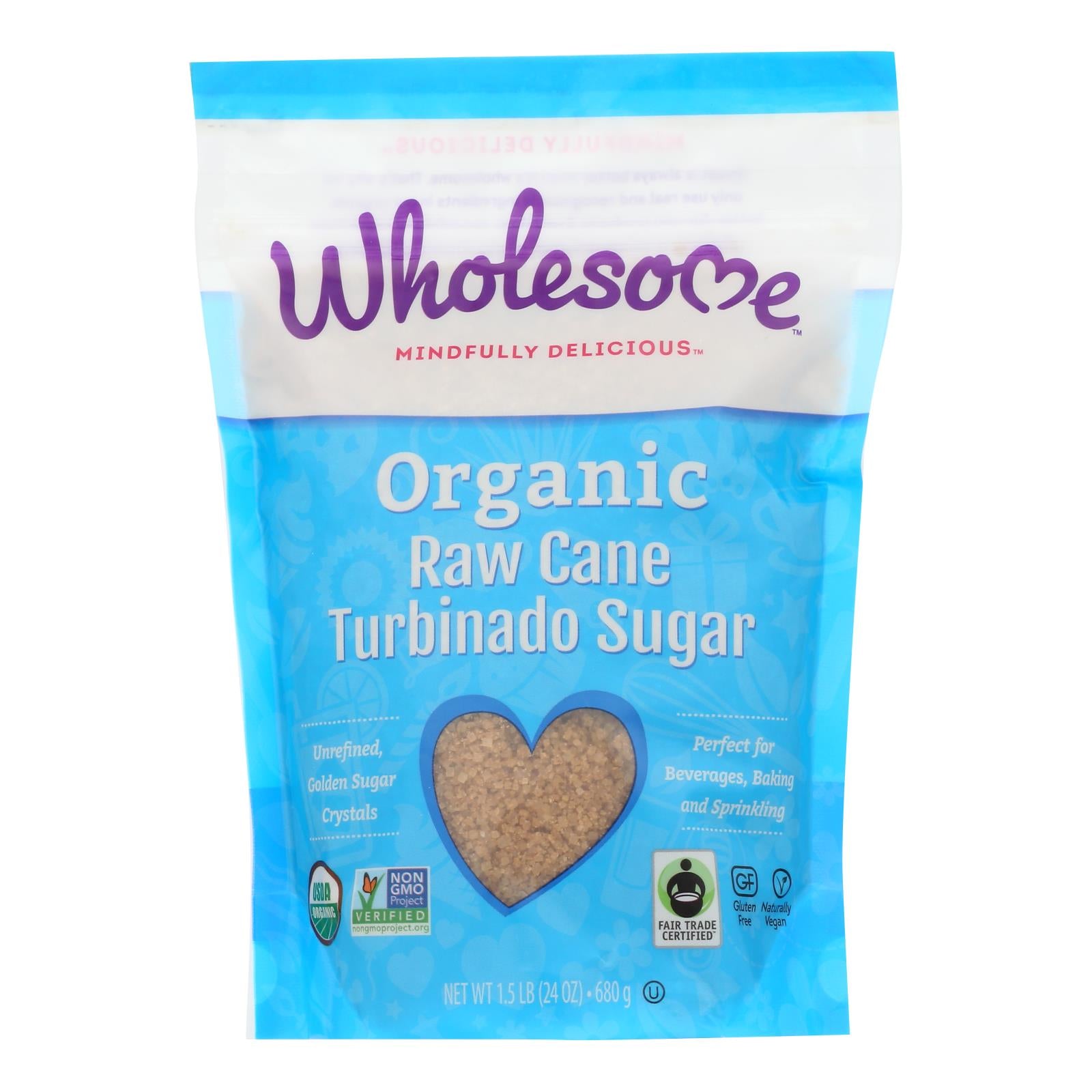 Wholesome Sweeteners Sugar - Organic - Turbinado - Raw Cane - 1.5 Lb - Case Of 12 - GreatEagleInc