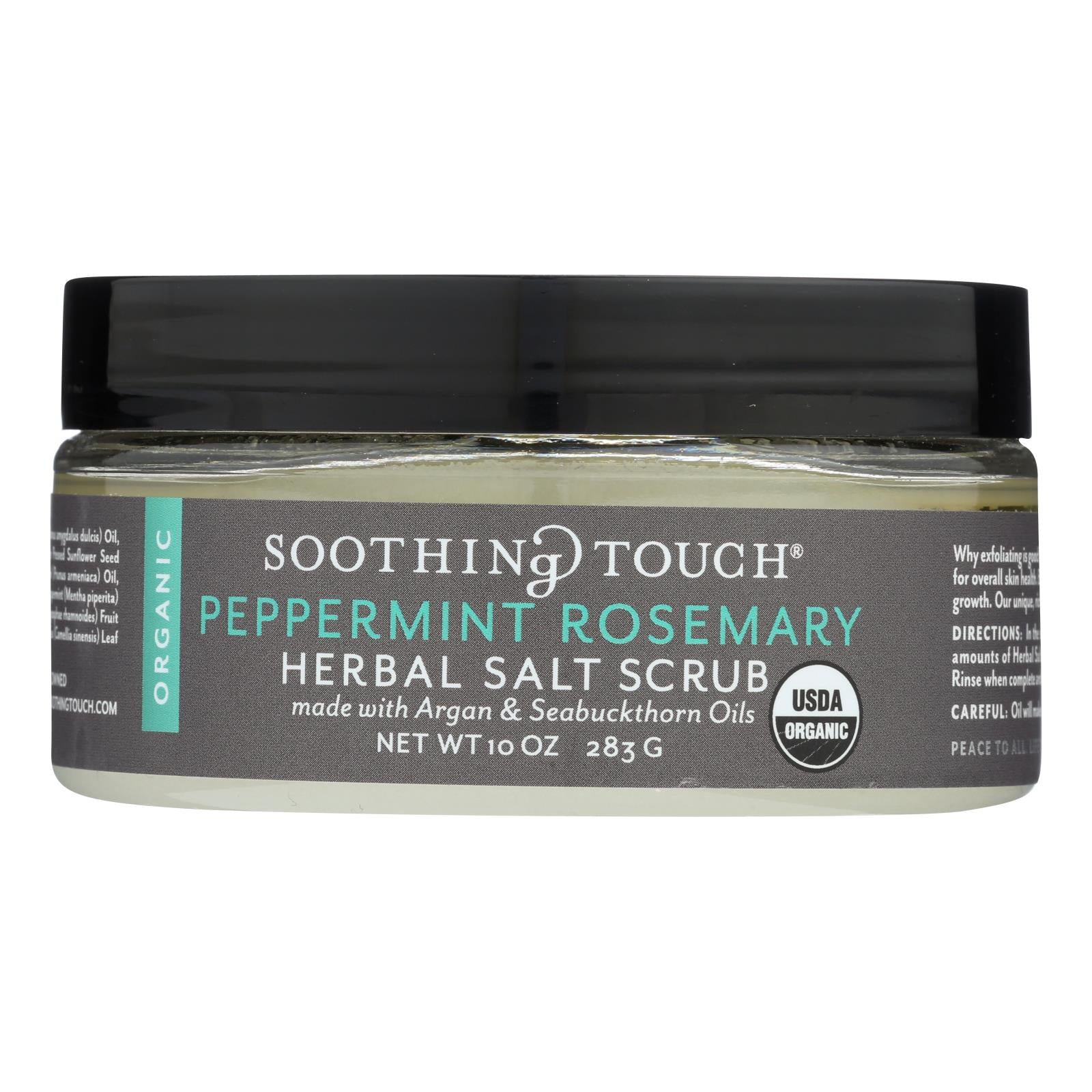 Soothing Touch Scrub - Organic - Salt - Herbal - Peppermint Rosemary - 10 Oz - GreatEagleInc