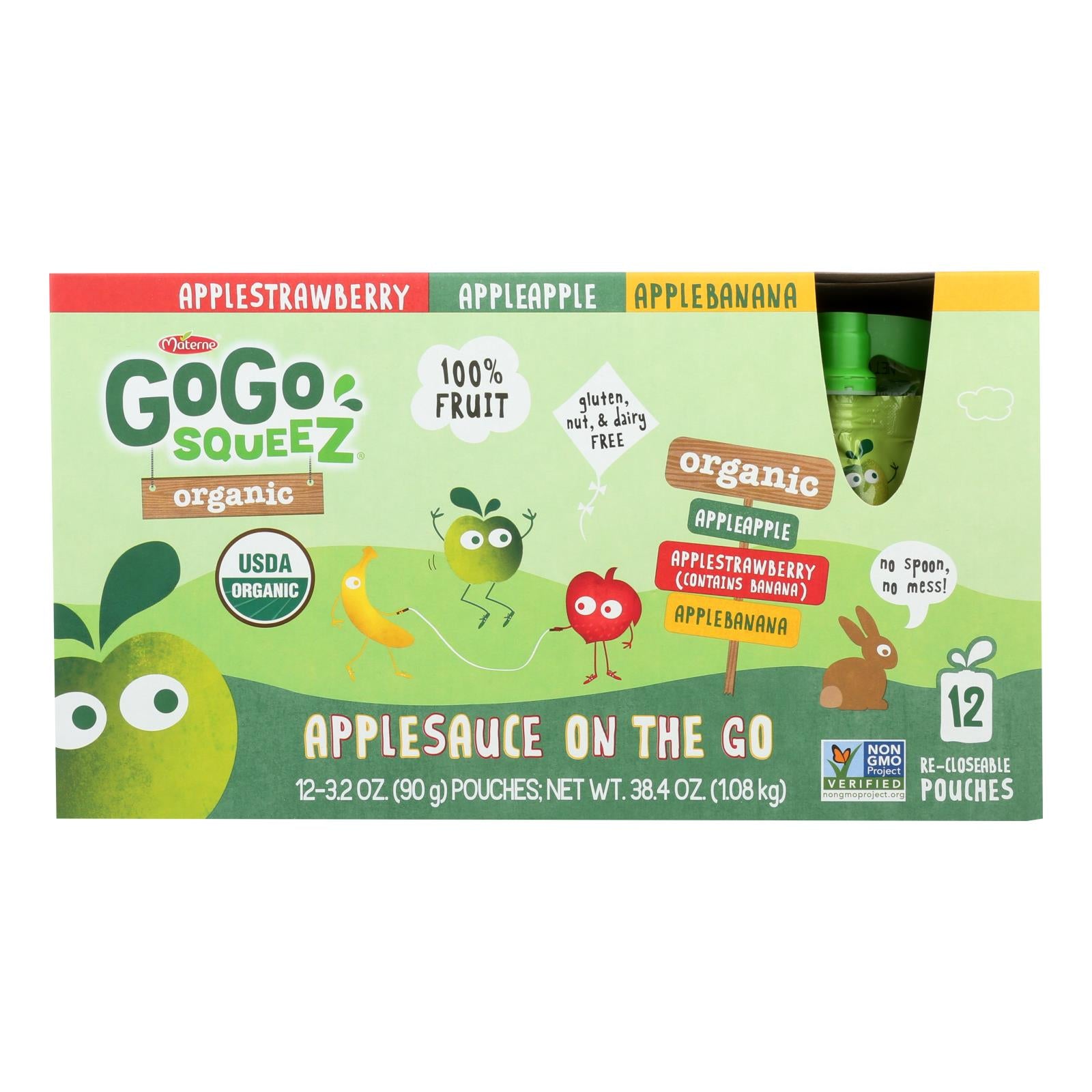 Gogo Squeez Gogo - Applesauce - Organic - Variety - Case Of 6 - 12/3.2oz - GreatEagleInc