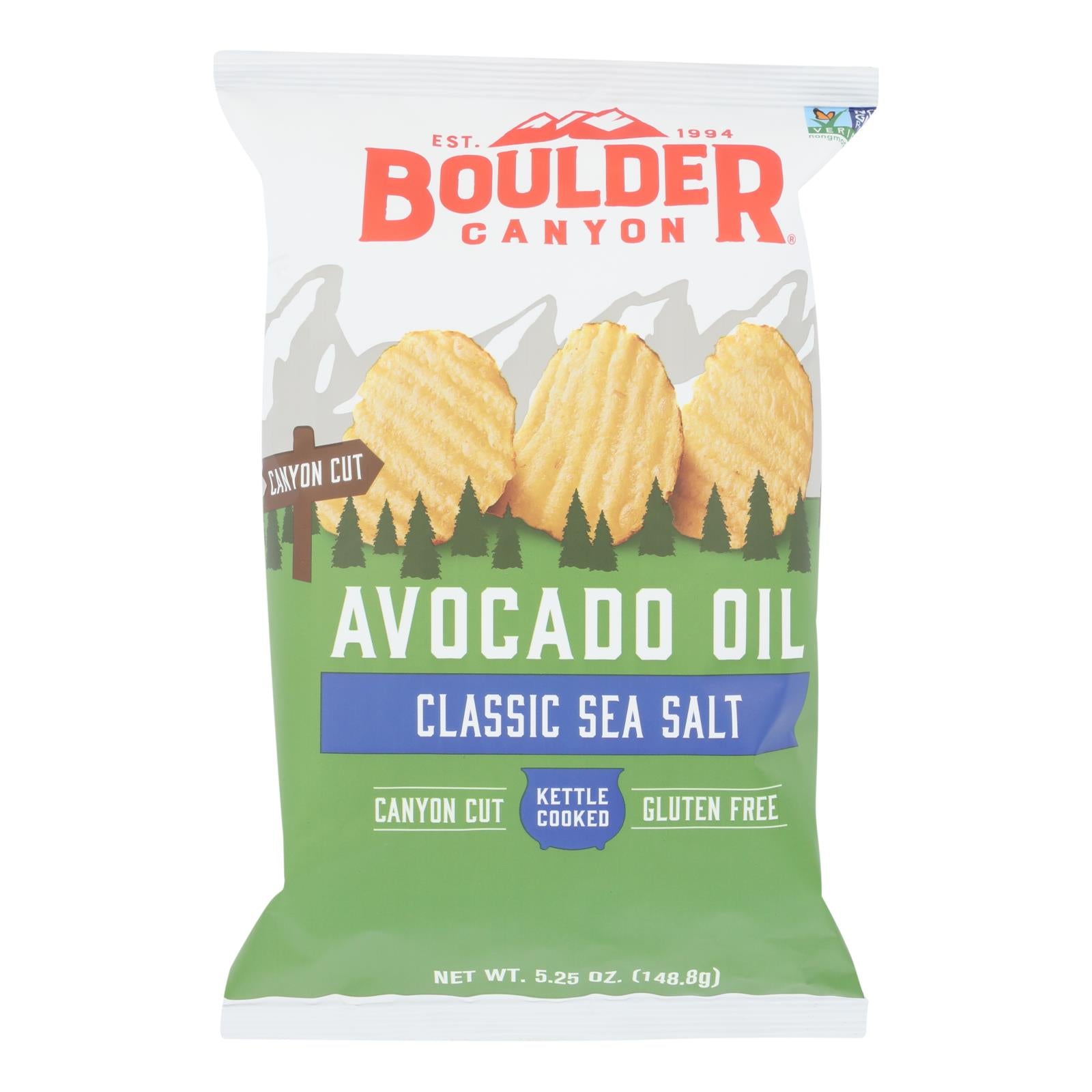 Boulder Canyon - Avocado Oil Canyon Cut Potato Chips - Sea Salt - Case Of 12 - 5.25 Oz. - GreatEagleInc