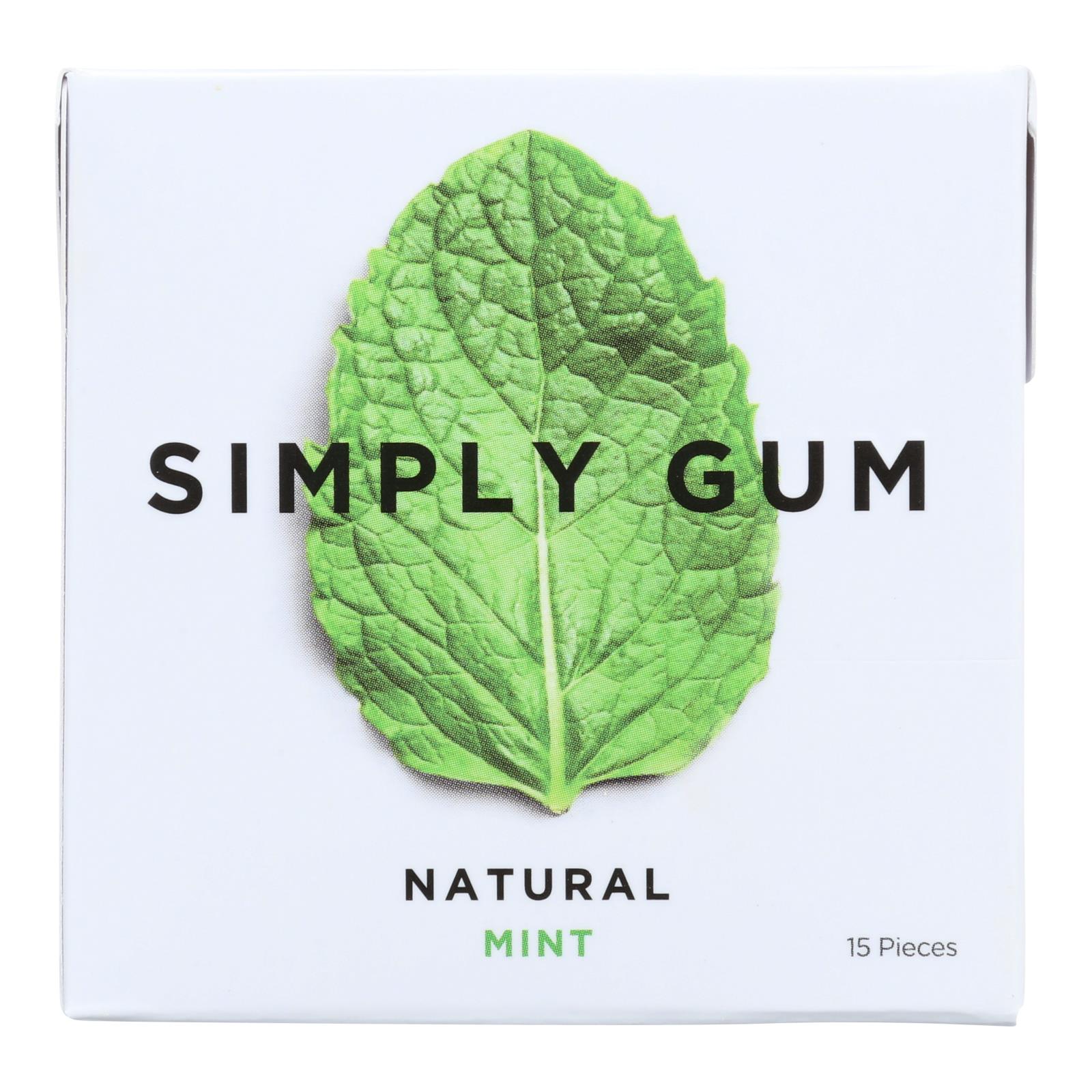 Simply Gum All Natural Gum - Mint - Case Of 12 - 15 Count - GreatEagleInc