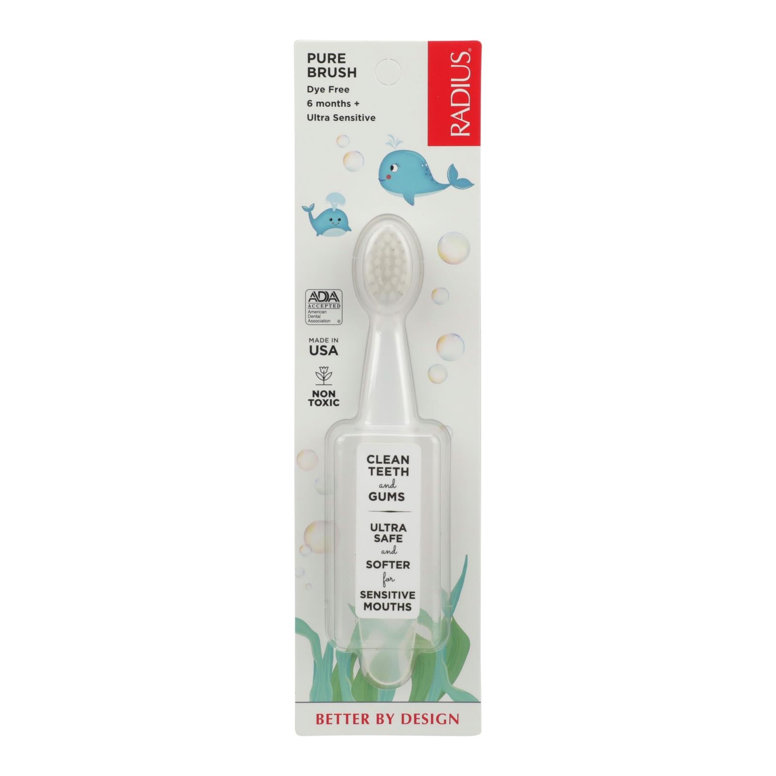 Radius - Pure Baby Toothbrush 6-18 Months - Ultra Soft - Case Of 6 - GreatEagleInc
