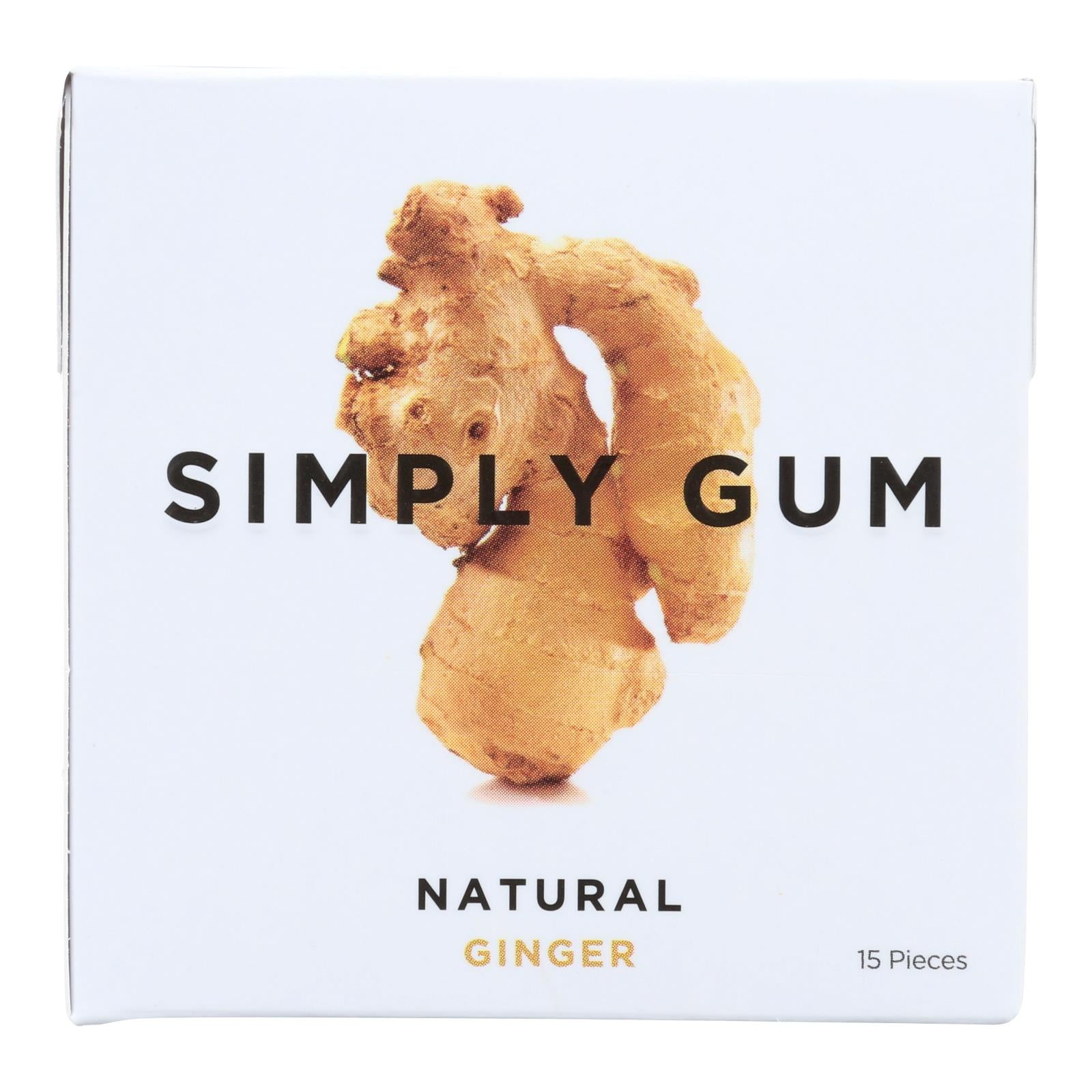 Simply Gum All Natural Gum - Ginger - Case Of 12 - 15 Count - GreatEagleInc