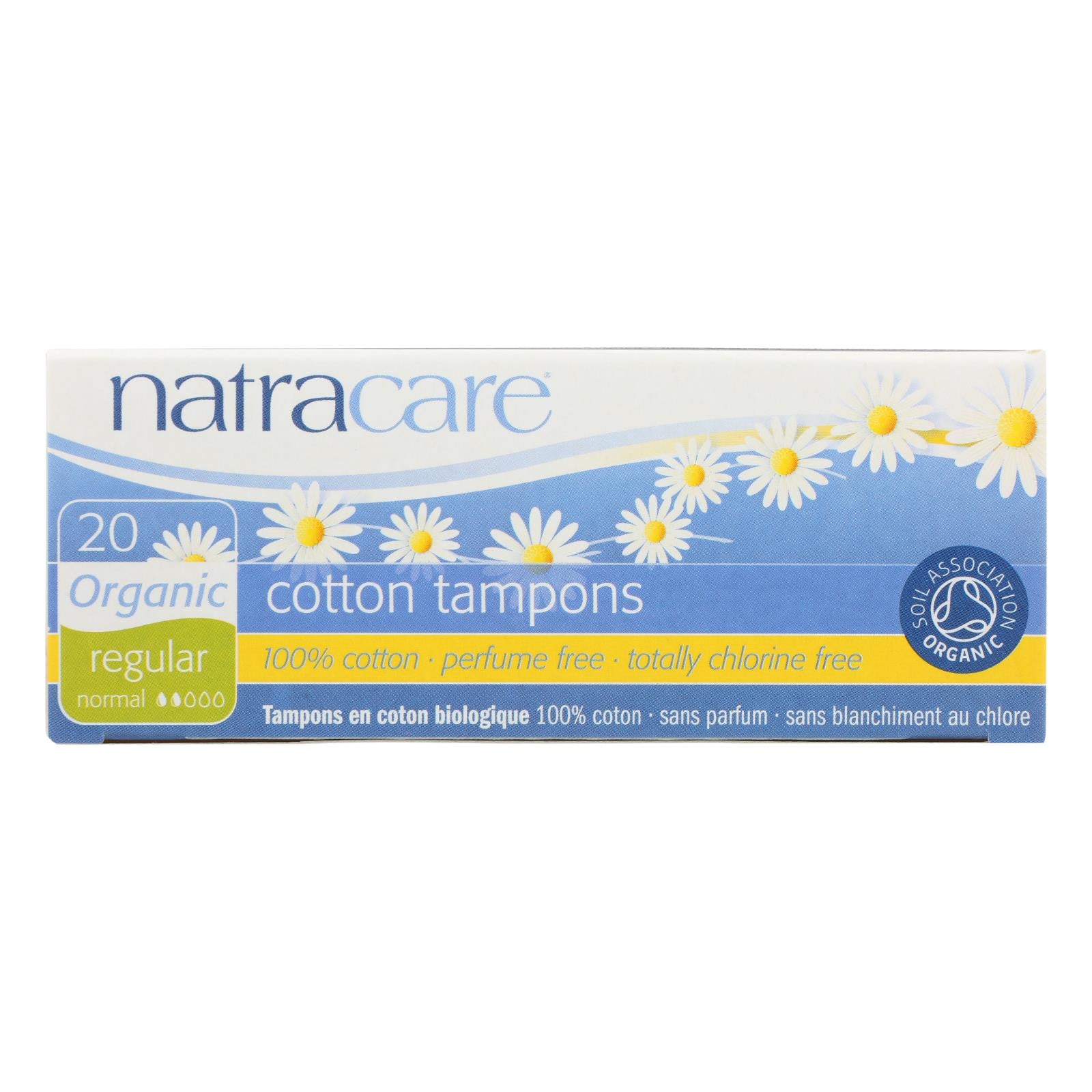 Natracare 100% Organic Cotton Tampons Regular - 20 Tampons - Eco-Friendly Home & Grocery