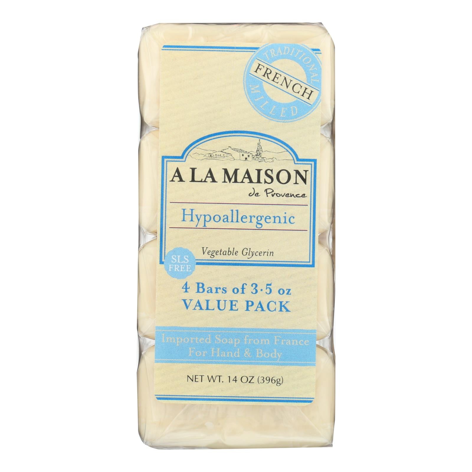 A La Maison - Bar Soap - Unscented Value Pack - 3.5 Oz Each / Pack Of 4 - GreatEagleInc