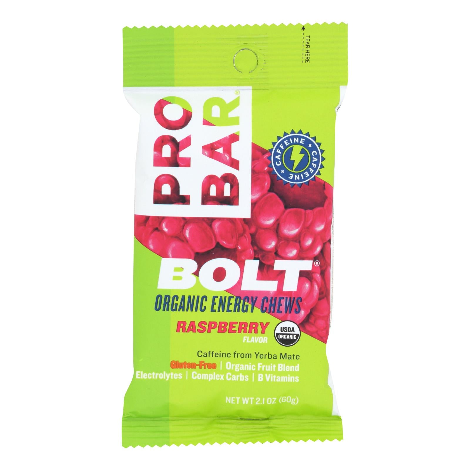 Probar Bolt Energy Chews - Organic Raspberry - 2.1 Oz - Case Of 12 - GreatEagleInc