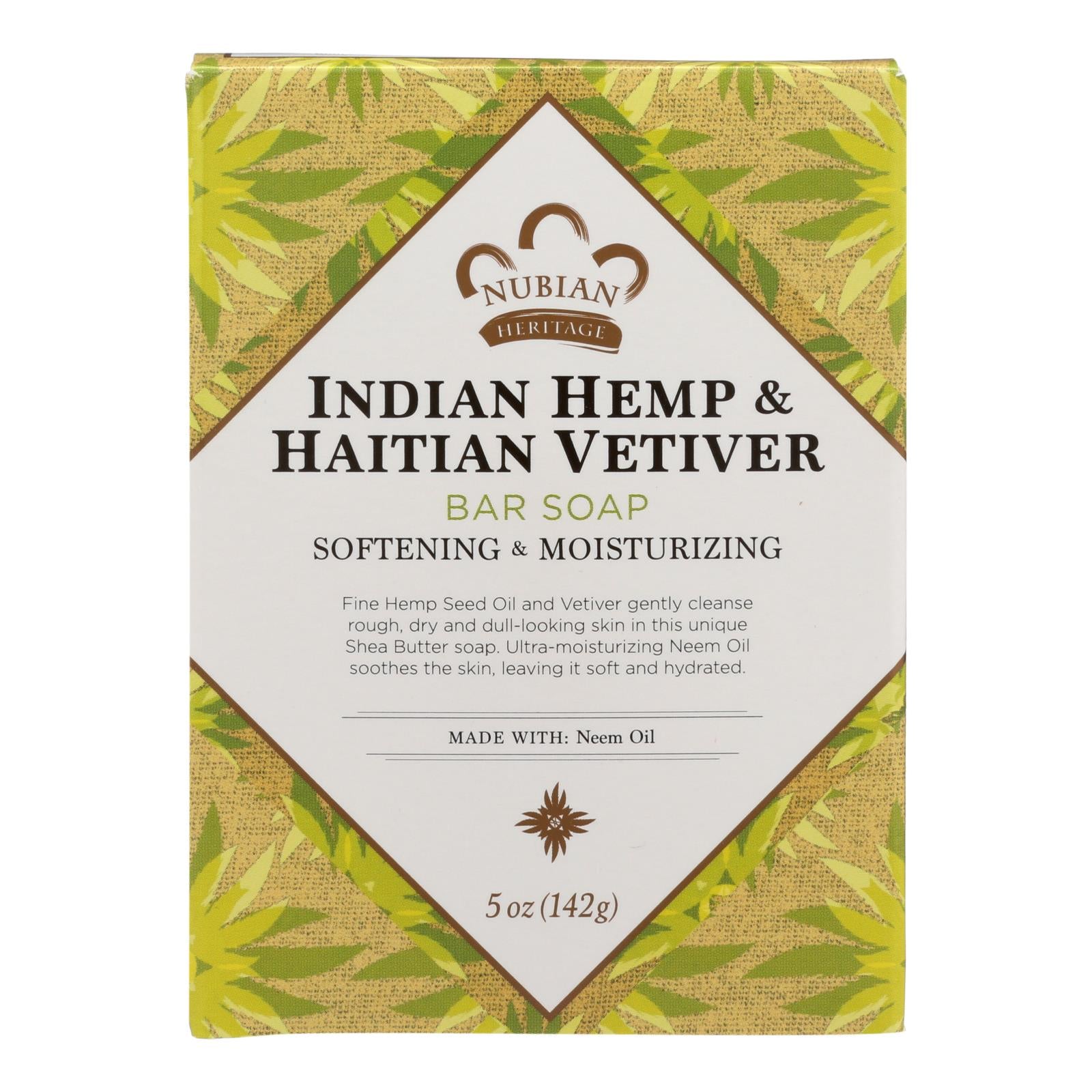 Nubian Heritage Bar Soap Indian Hemp And Haitian Vetiver - 5 Oz - GreatEagleInc