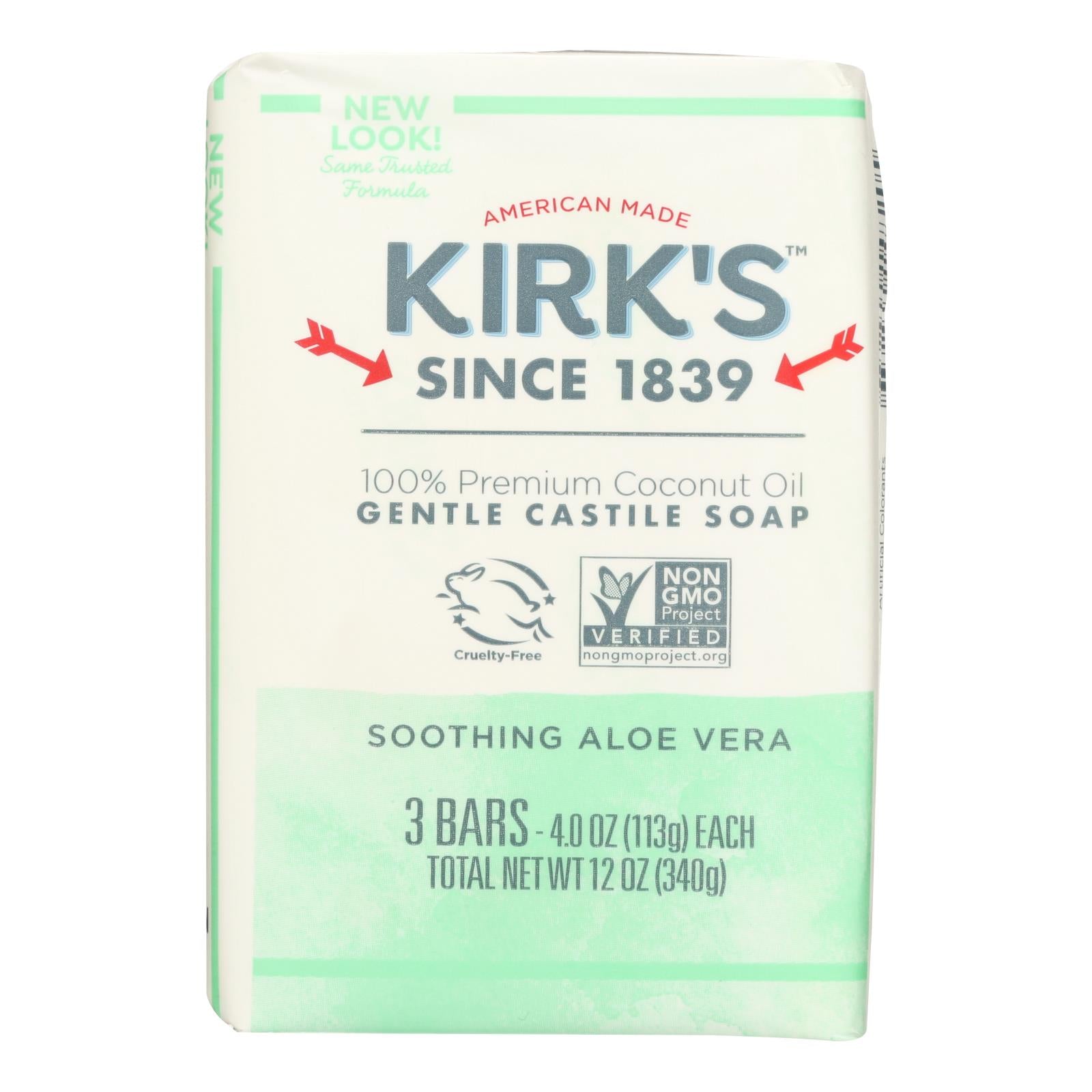 Kirks Natural Bar Soap - Coco Castile - Aloe Vera - 3 Pack - 3/4 Oz - 1 Each - GreatEagleInc