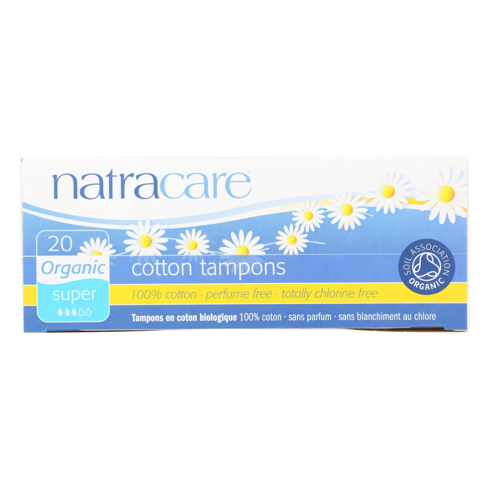 Natracare 100% Organic Cotton Tampons Super - 20 Tampons - GreatEagleInc