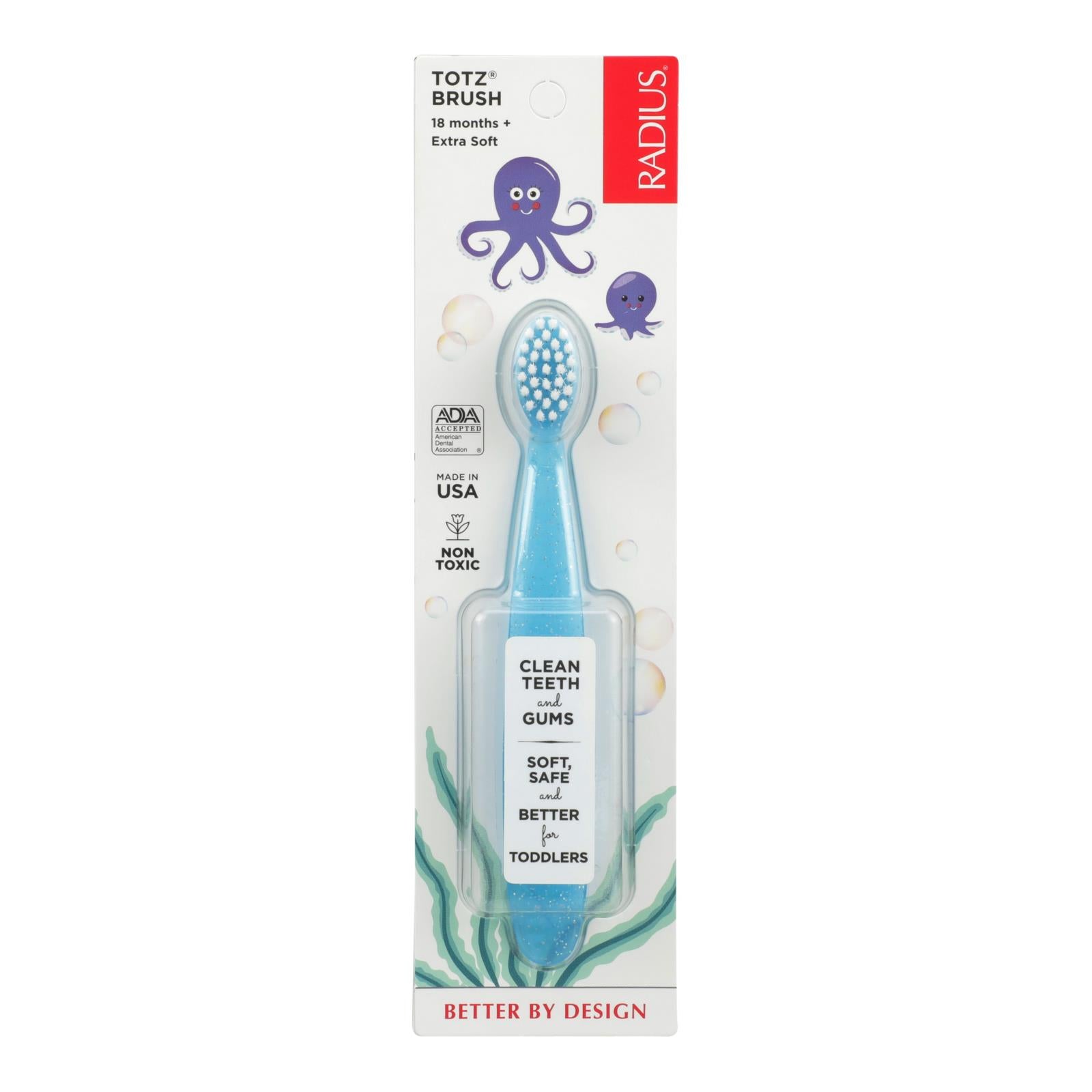 Radius - Totz Toothbrush 18+ Months - Extra Soft - Clear Sparkle - Case Of 6 - GreatEagleInc