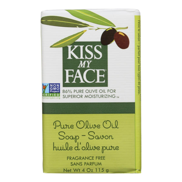 Kiss My Face Bar Soap Pure Olive Oil Fragrance Free - 4 Oz - GreatEagleInc