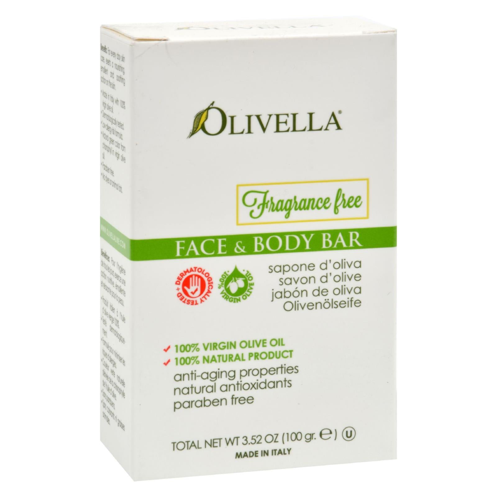 Olivella Fragrance Free Face And Body Bar - 3.52 Oz - GreatEagleInc